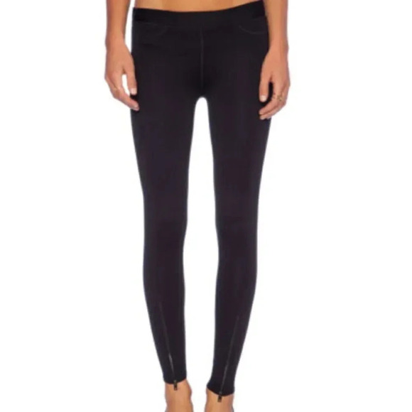 Rag and Bone Leggings Lawson Chevron Stretch Pants Pull On Ankle Zip Black Small - Picture 9 of 11